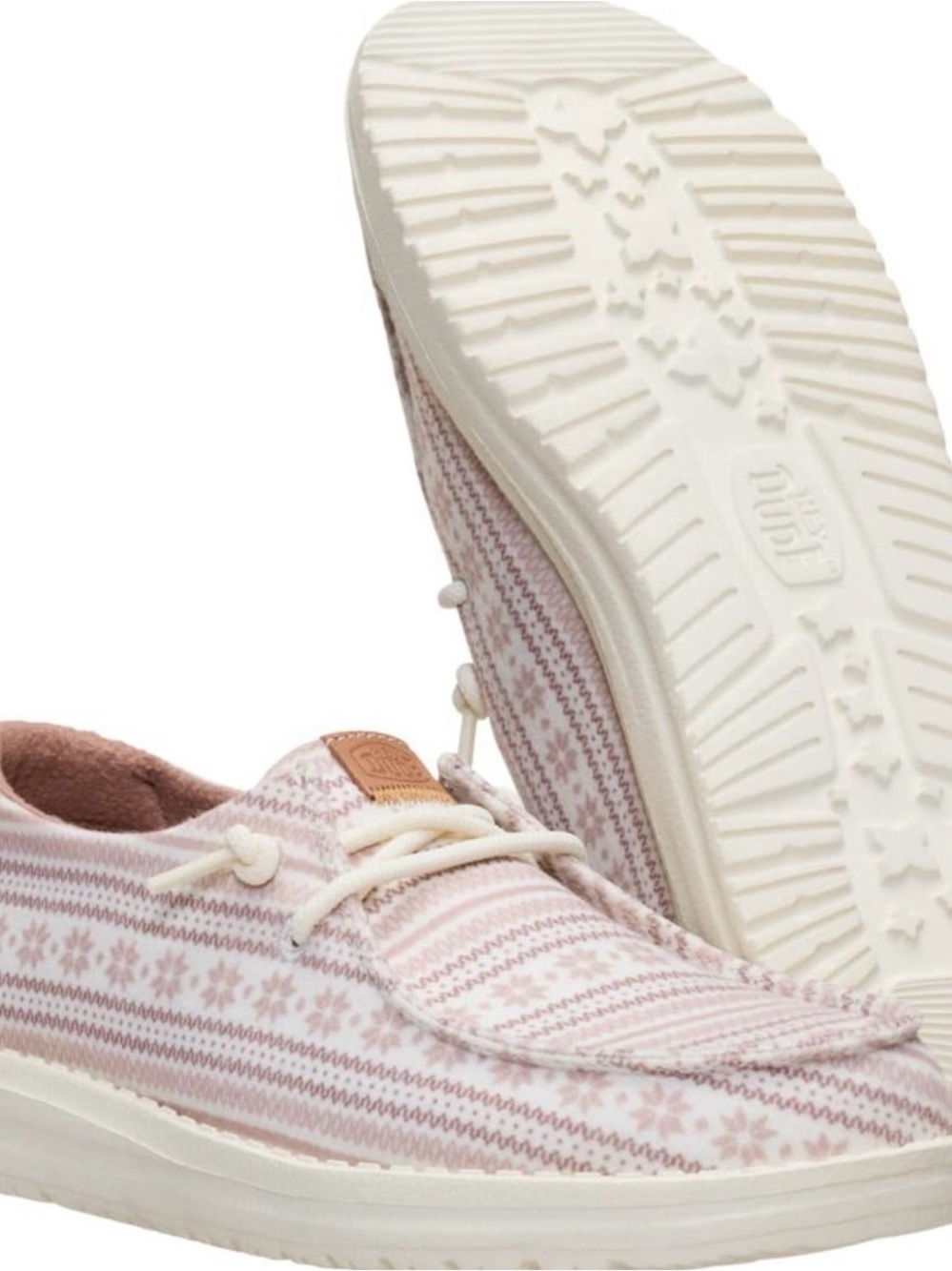 Hey Dude Women's Egret Nordic Patterned Lace-Up Slip-On Size 8 New
